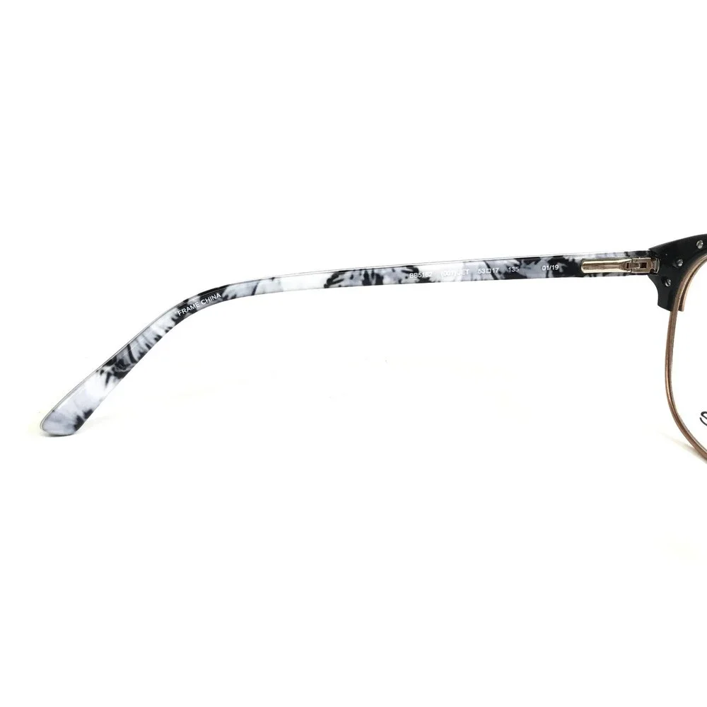 Bebe Eyeglasses Frames BB5162 001 Black White Gold Full Rim Floral 53-17-135